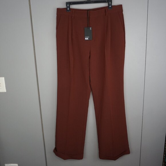 Paige Aracelli Pleated Cuff Hem Trouser Pants in Mahogany size 12 NWT - Picture 2 of 16